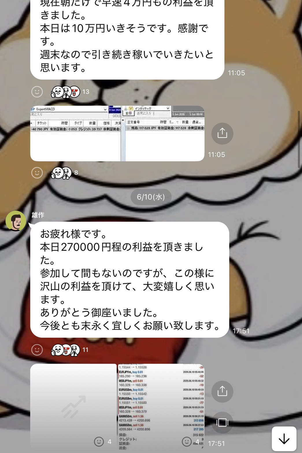 本日270,000円の利益